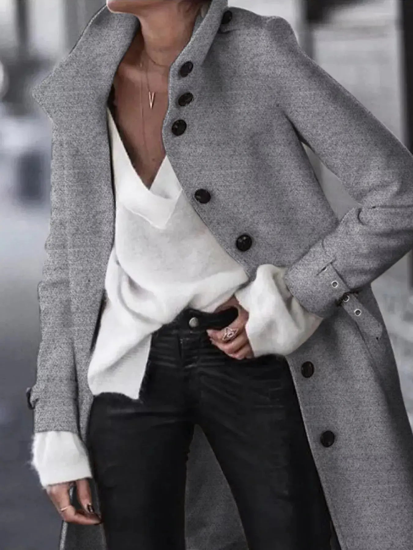Button-Down Longline Coat with Belt Simply Love