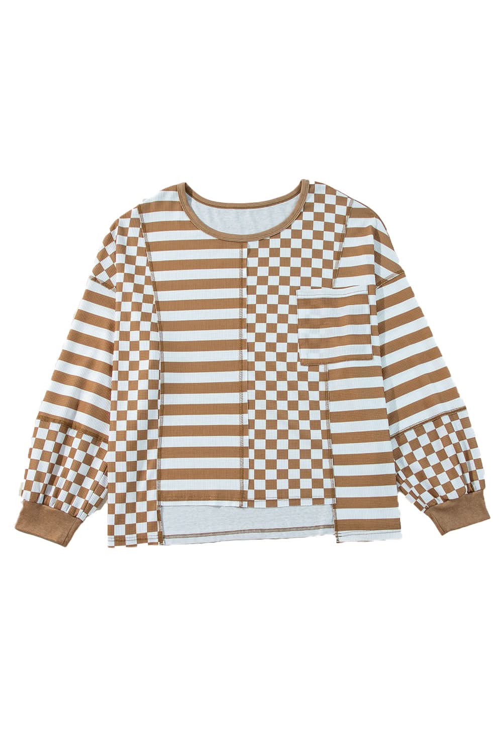 Chic plus size khaki mixed print top - Love Salve 