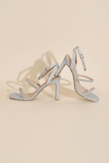 DEVIN-1 Silver Rhinestone Heels.