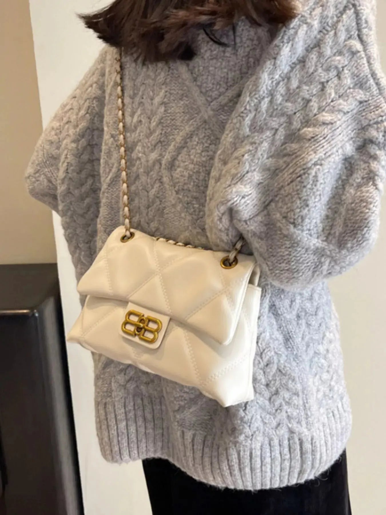 Quilted Flap Chain Crossbody Bag Simply Love