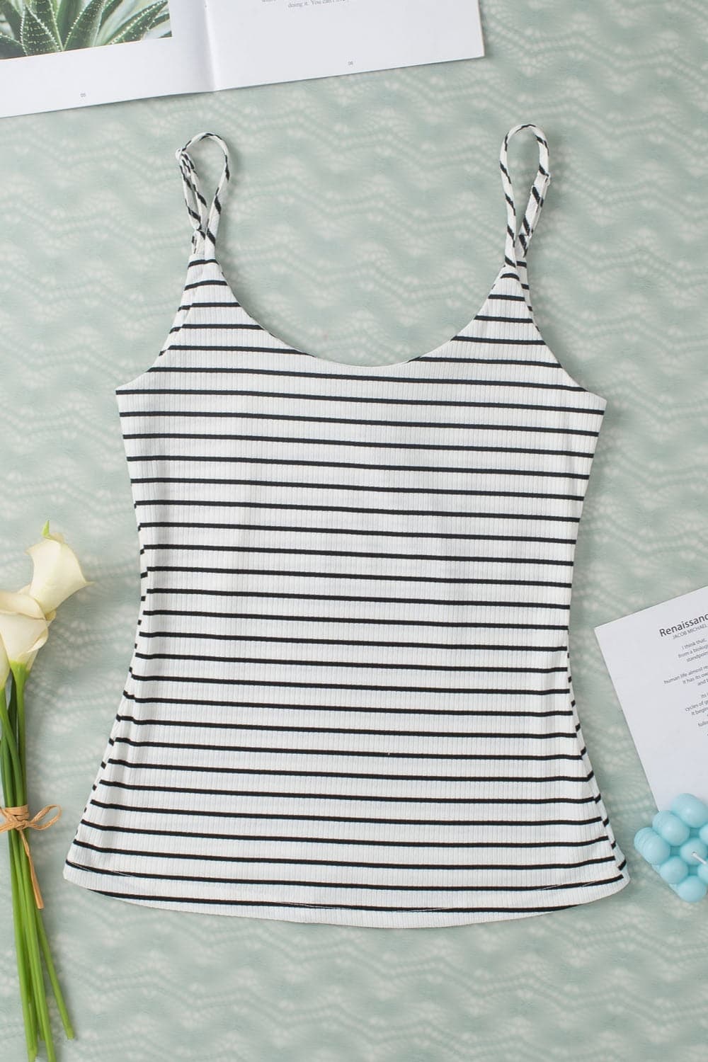 Striped Scoop Neck Cami.