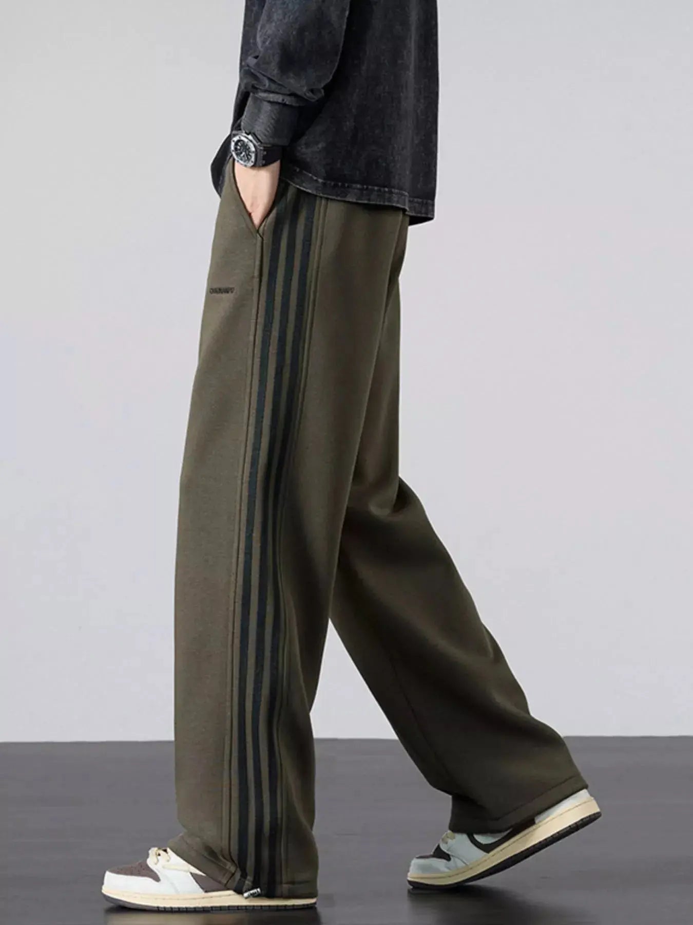 Men's Plus Size Casual Striped Wide Leg Sweatpants Simply Love