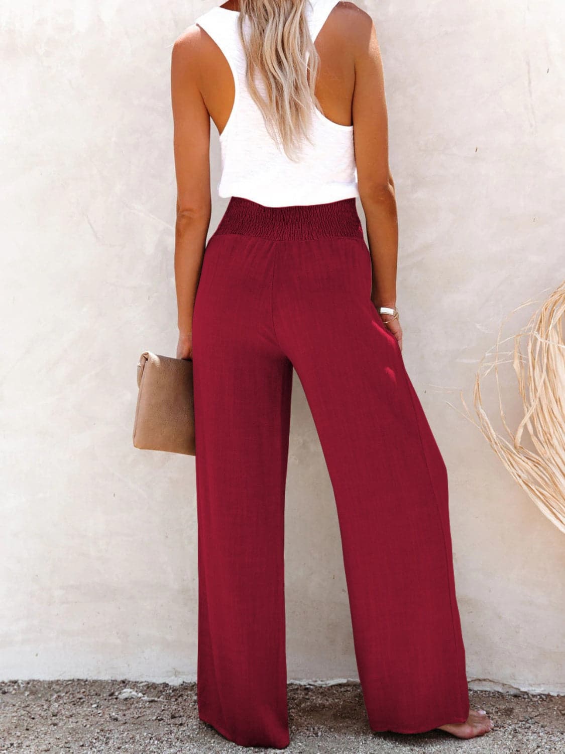 Full Size Decorative Button High Waist Pants.