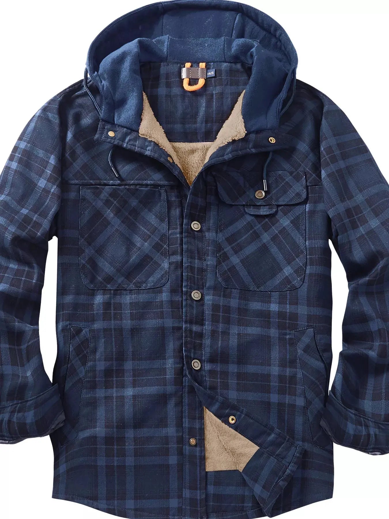 Men's Snap Down Plaid Flannel Hooded Jacket Simply Love