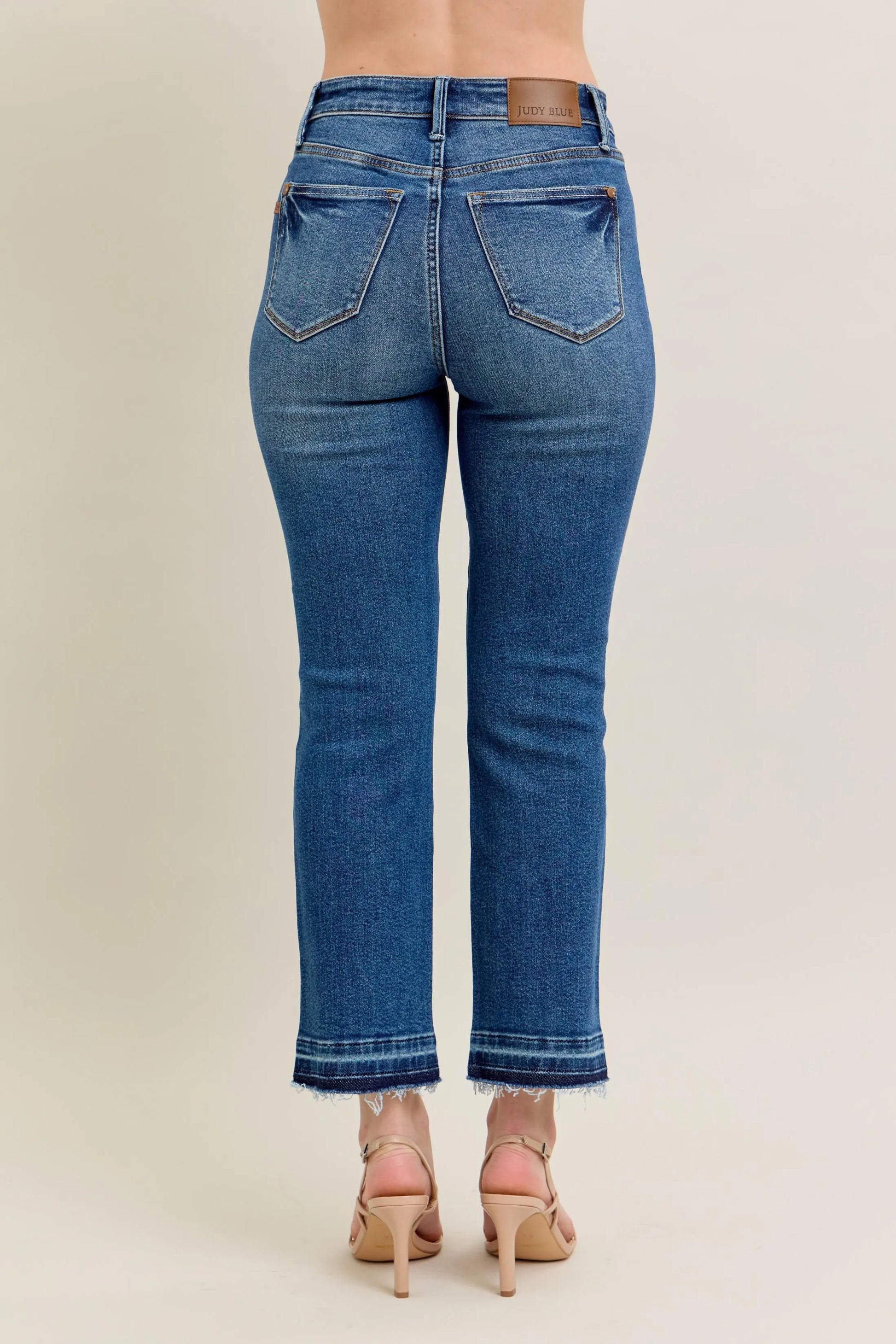 Judy Blue Full Size High Waist Vintage Wash Release Hem Kick Flare Jeans Plus Size - Love Salve 