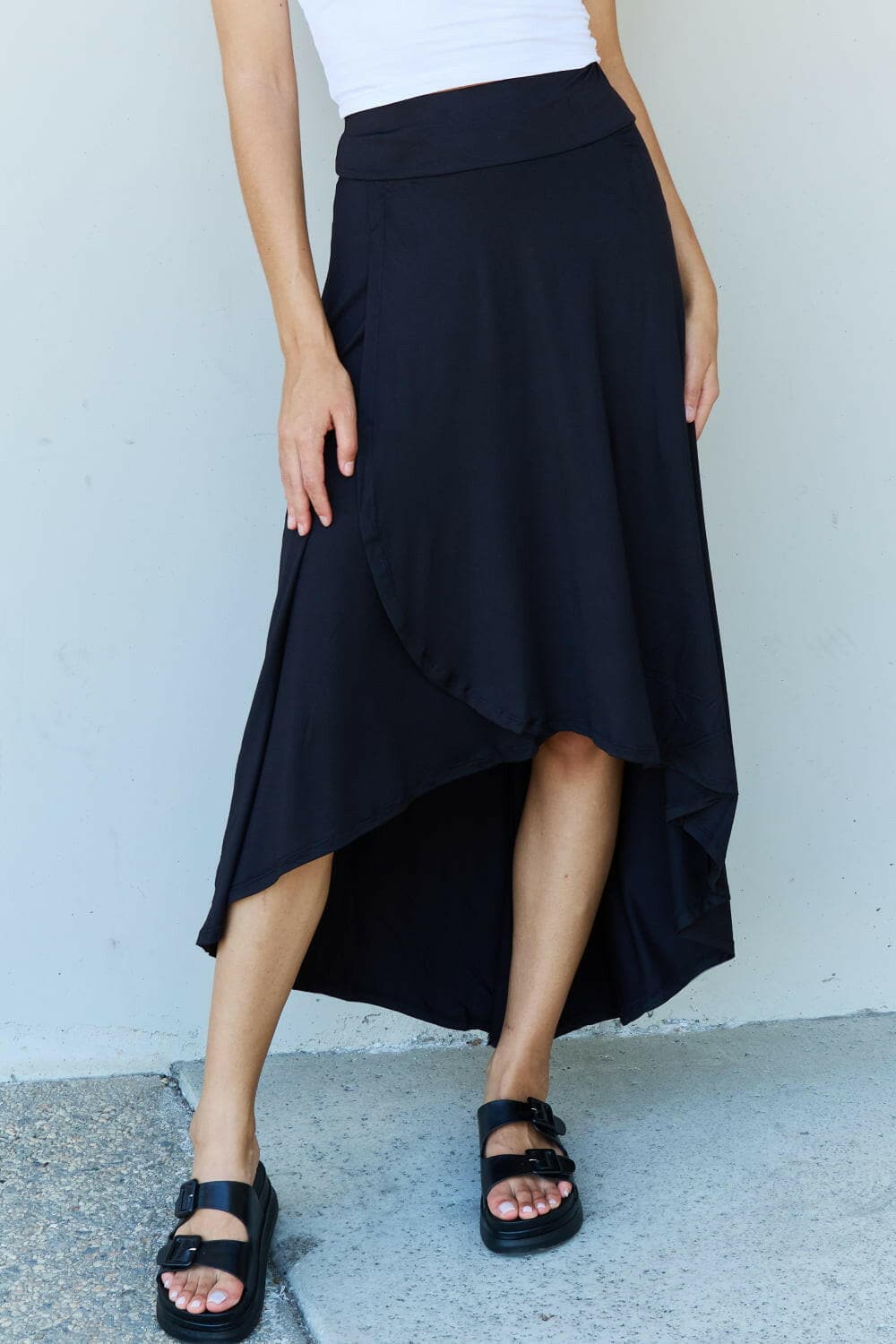 Ninexis First Choice High Waisted Flare Maxi Skirt in BlackExperience Elegance and Versatility
 Introducing the Ninexis First Choice High Waisted Flare Maxi Skirt in Black, a perfect blend of style, comfort, and functionalitLove Salve Choice High Waisted Flare Maxi SkirtTIKTOK