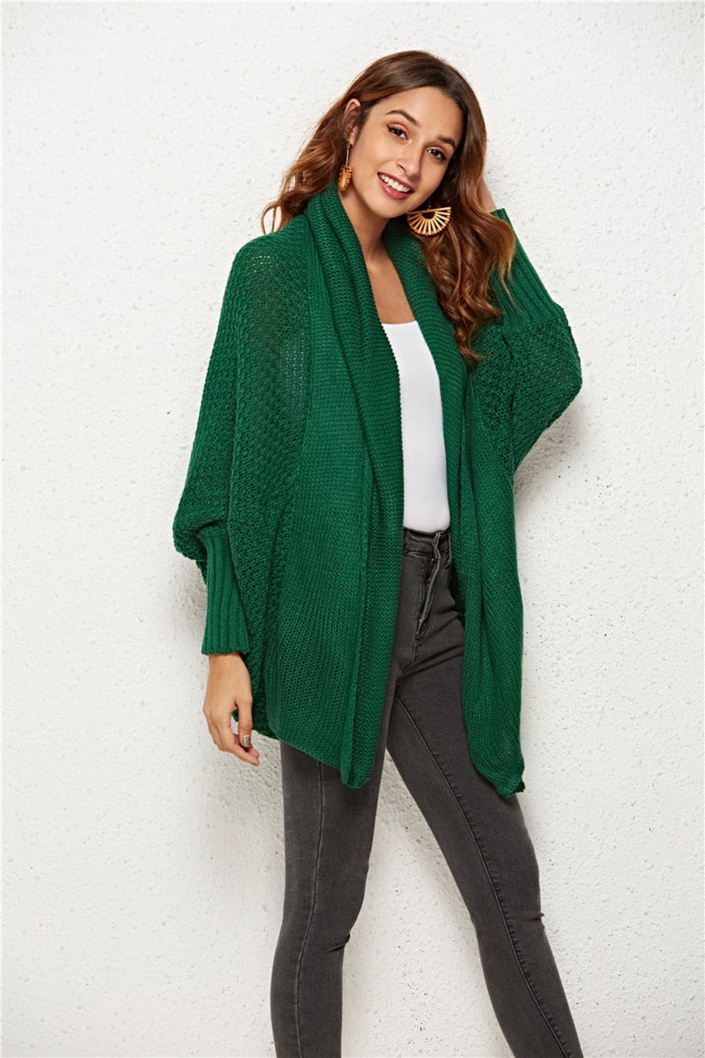 Open Front Batwing Sleeve Cardigan.