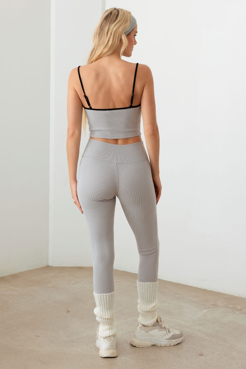 Le Lis Ribbed Crop Cami and High Waist Brushed Leggings Set.