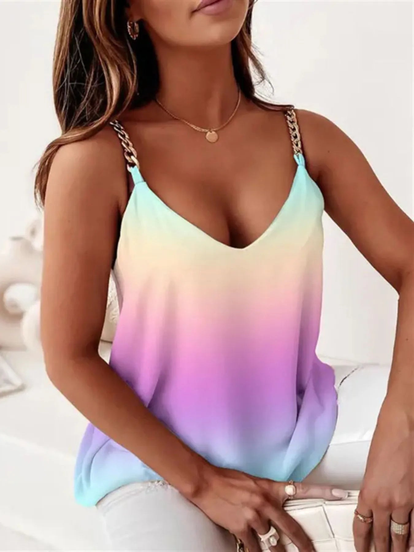 Chain Reaction V-Neck Tank Top