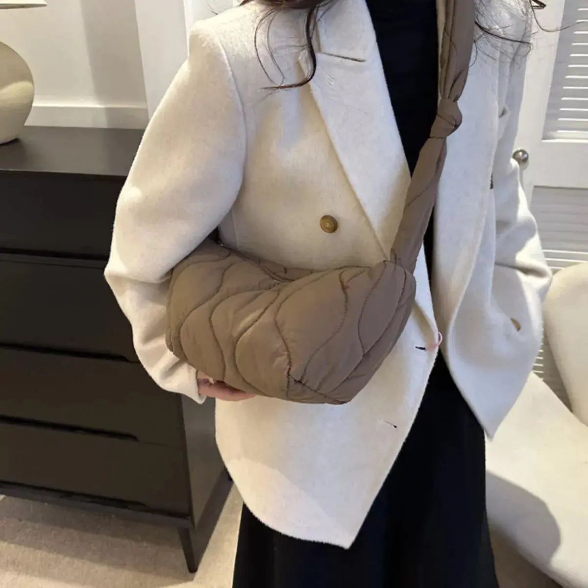 Solid Color Quilted Crossbody Bag Simply Love