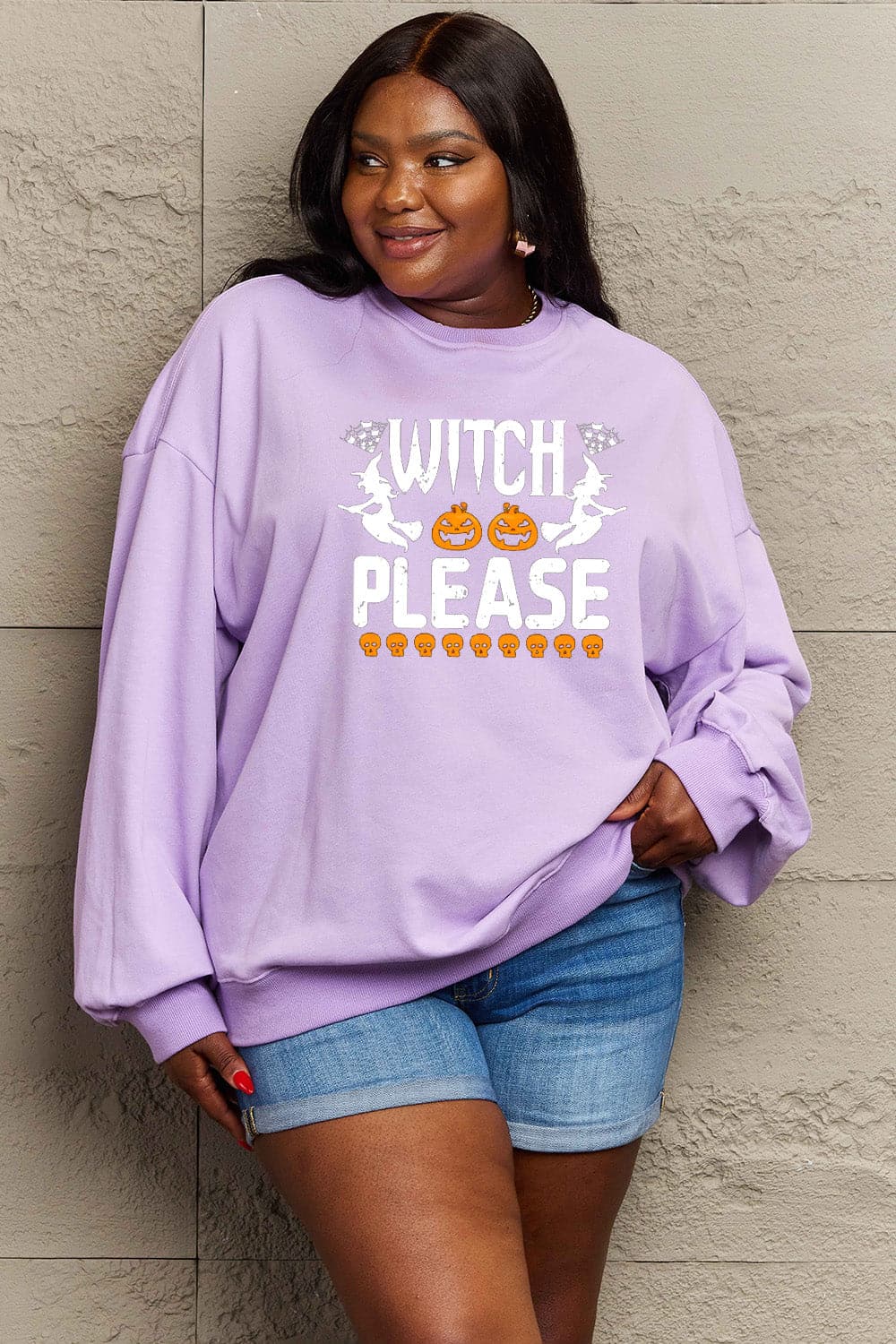 Simply Love Full Size WITCH PLEASE Graphic Sweatshirt.