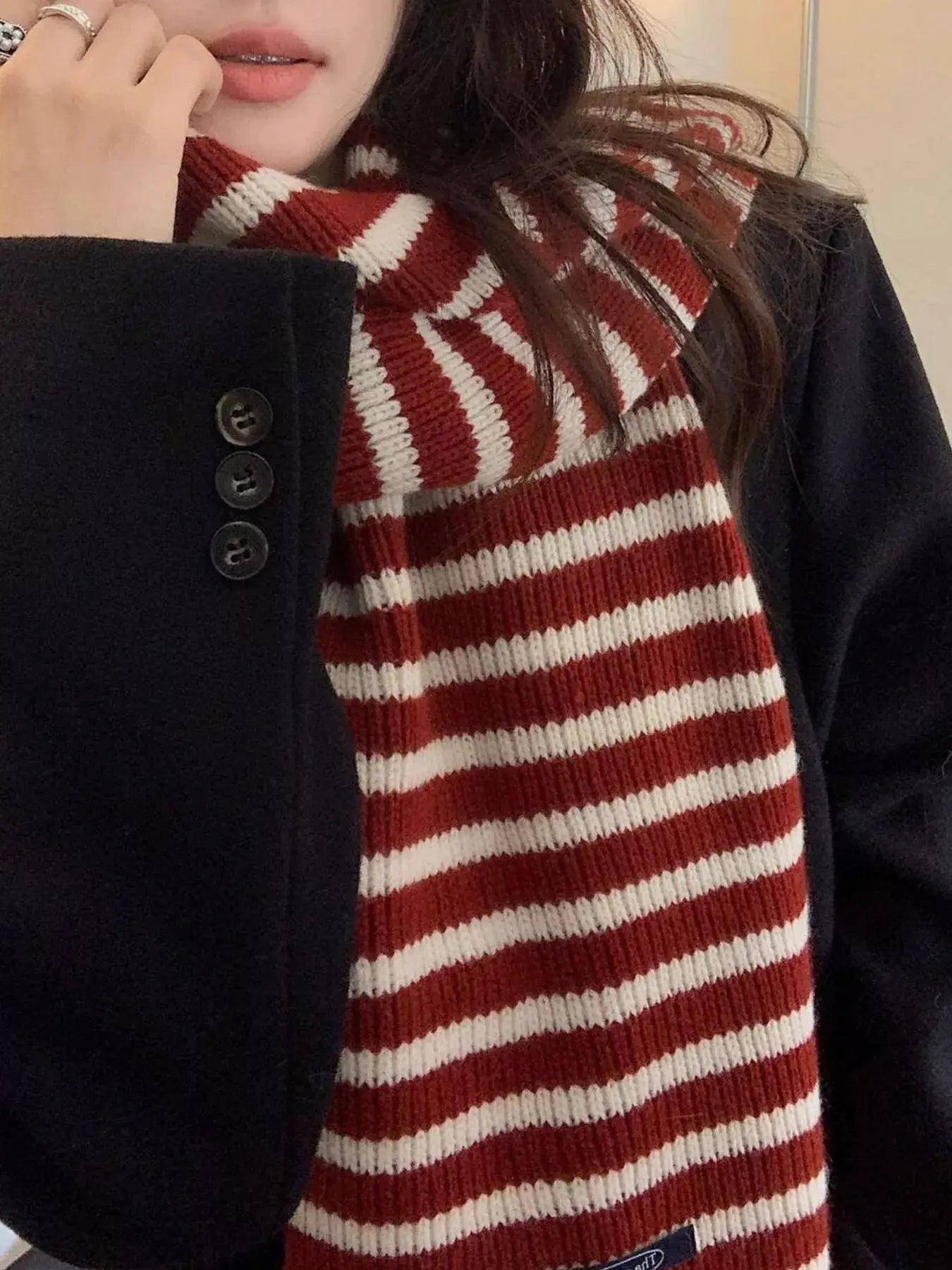 100% Wool Striped Knitted Winter Scarf Simply Love