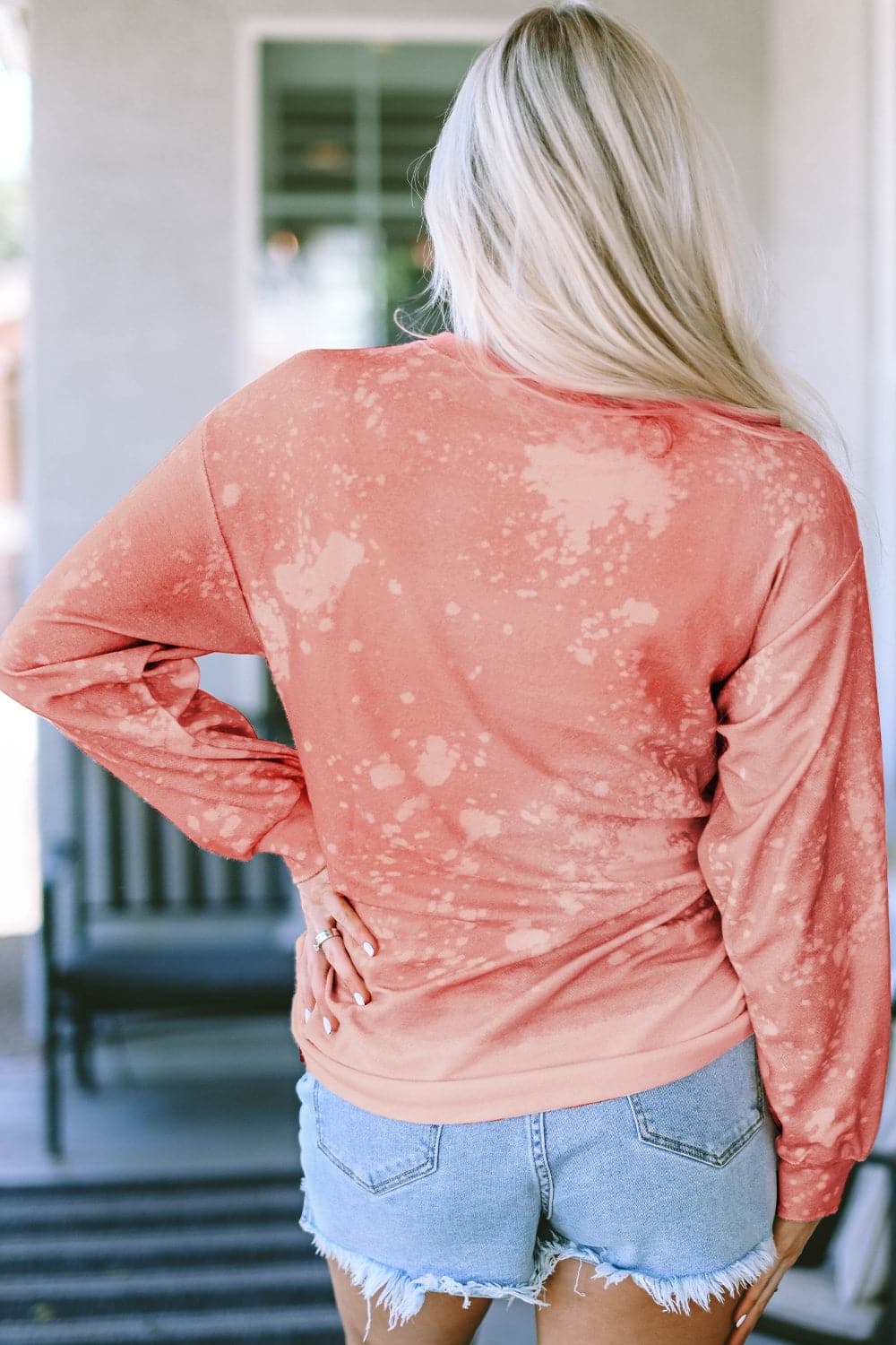 Tie-Dye Round Neck Dropped Shoulder Sweatshirt.