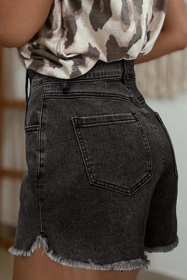 Simply Love: Raw Hem High-Waist Denim Shorts