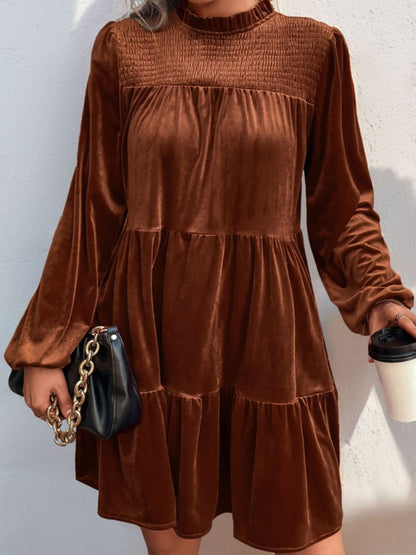 Elegant ruched long sleeve dress