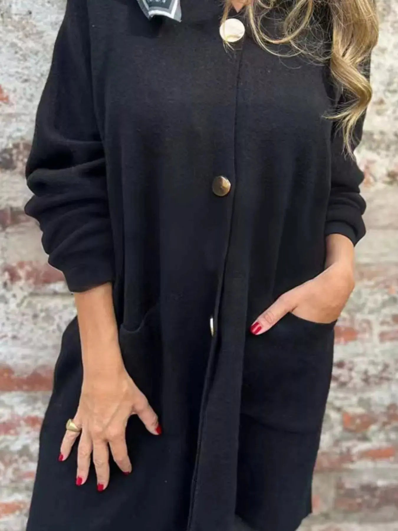 Full Size Button-Down Long Sleeve Cardigan Plus Size Simply Love