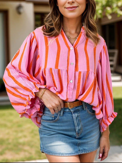 Cotton Striped Blouse - Long Sleeve