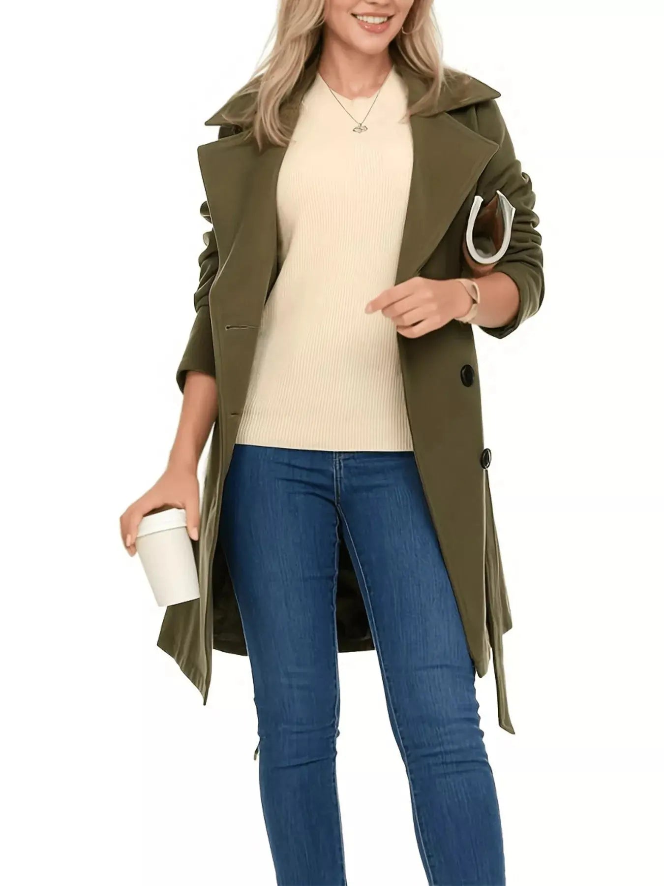 Double Breasted Long Sleeve Coat Simply Love
