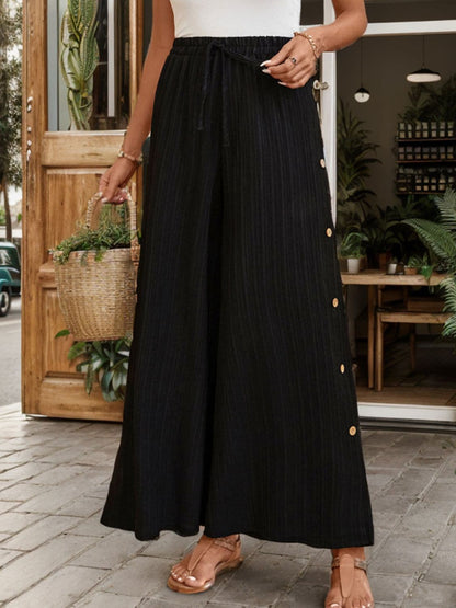 Tied Slit Wide Leg Pants.