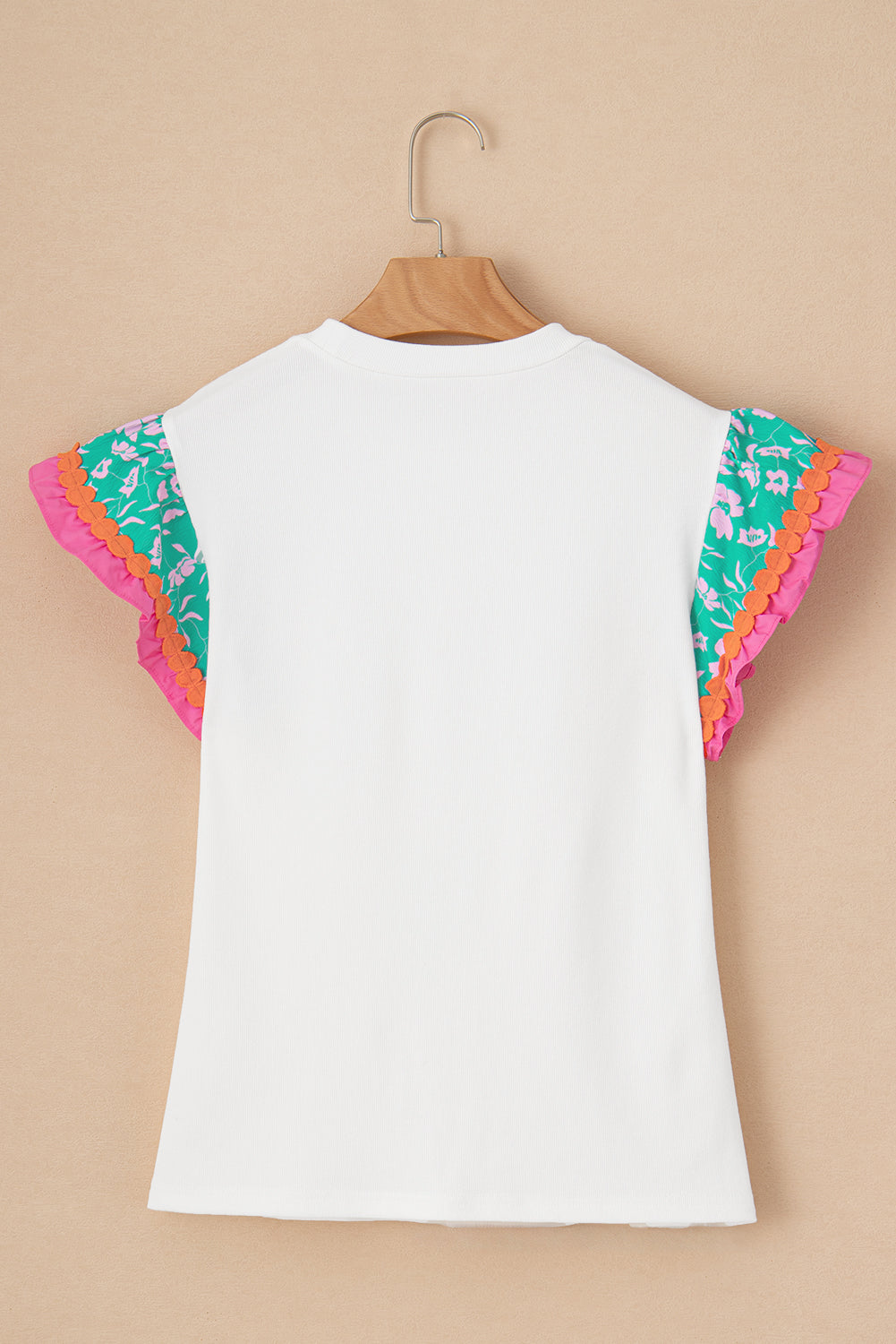 Floral sleeve shift top with ricrac details