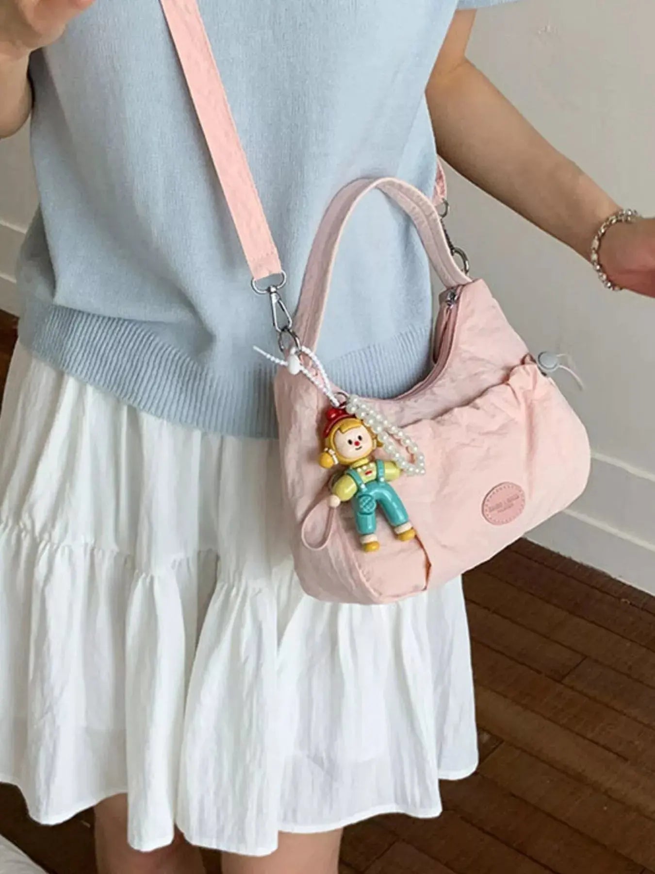 Drawstring Ruched Lightweight Crossbody Bag Simply Love