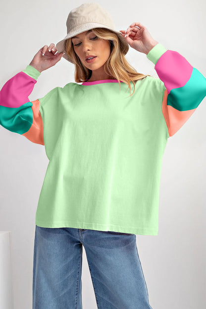 Oversized green colorblock top