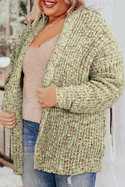 Sage green knit plus size cardigan for cozy comfort