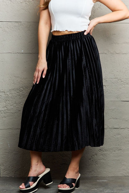 Ninexis Accordion Pleated Flowy Midi Skirt.