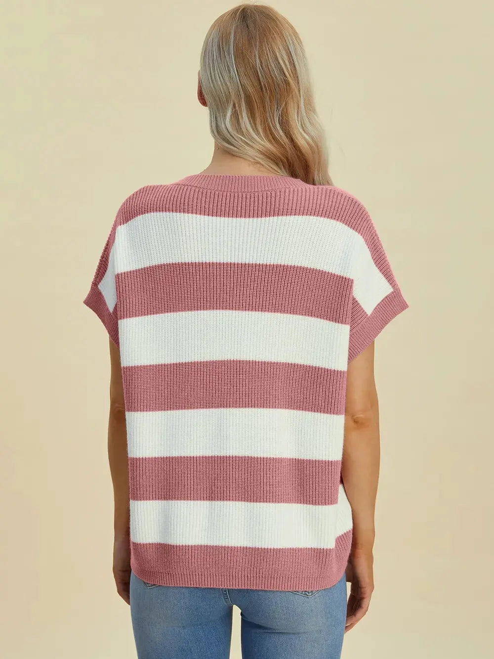 Double Take: Striped V-Neck Sweater - Love Salve