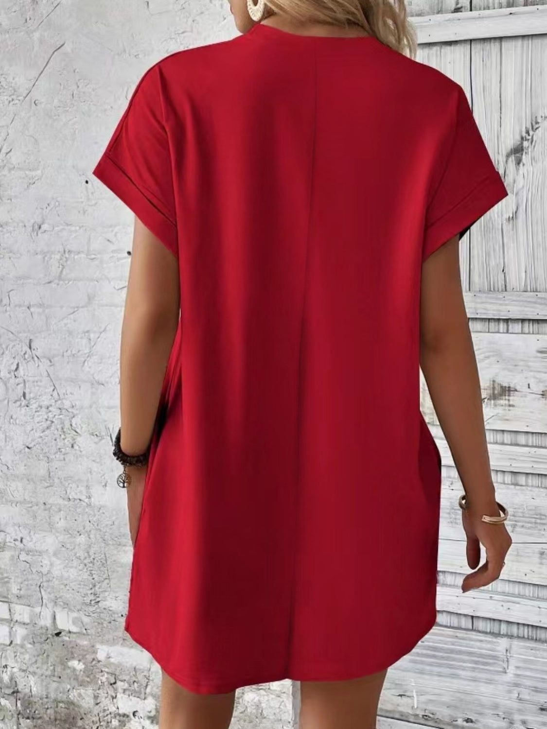 Pocketed Round Neck Short Sleeve Dress Coco’s Tee Boutique