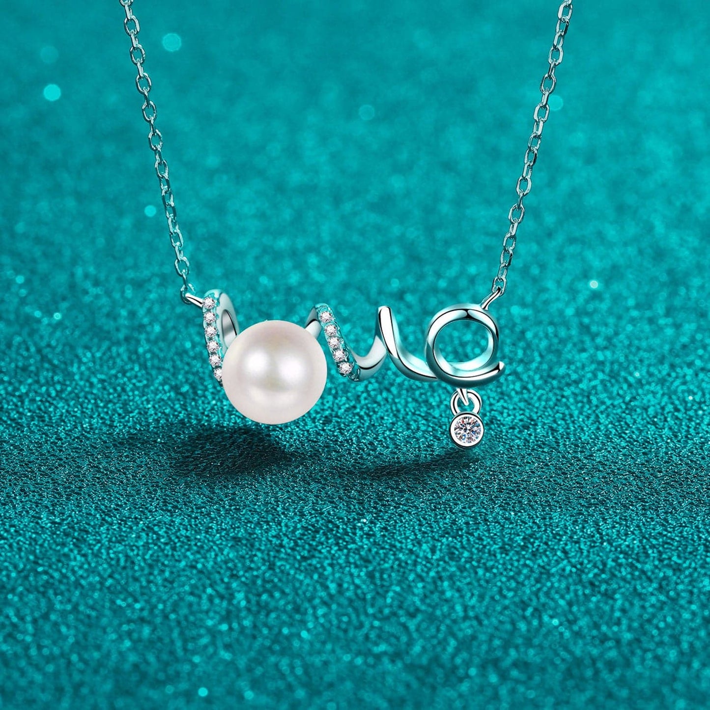 Natural Pearl Moissanite 925 Sterling Silver Necklace.