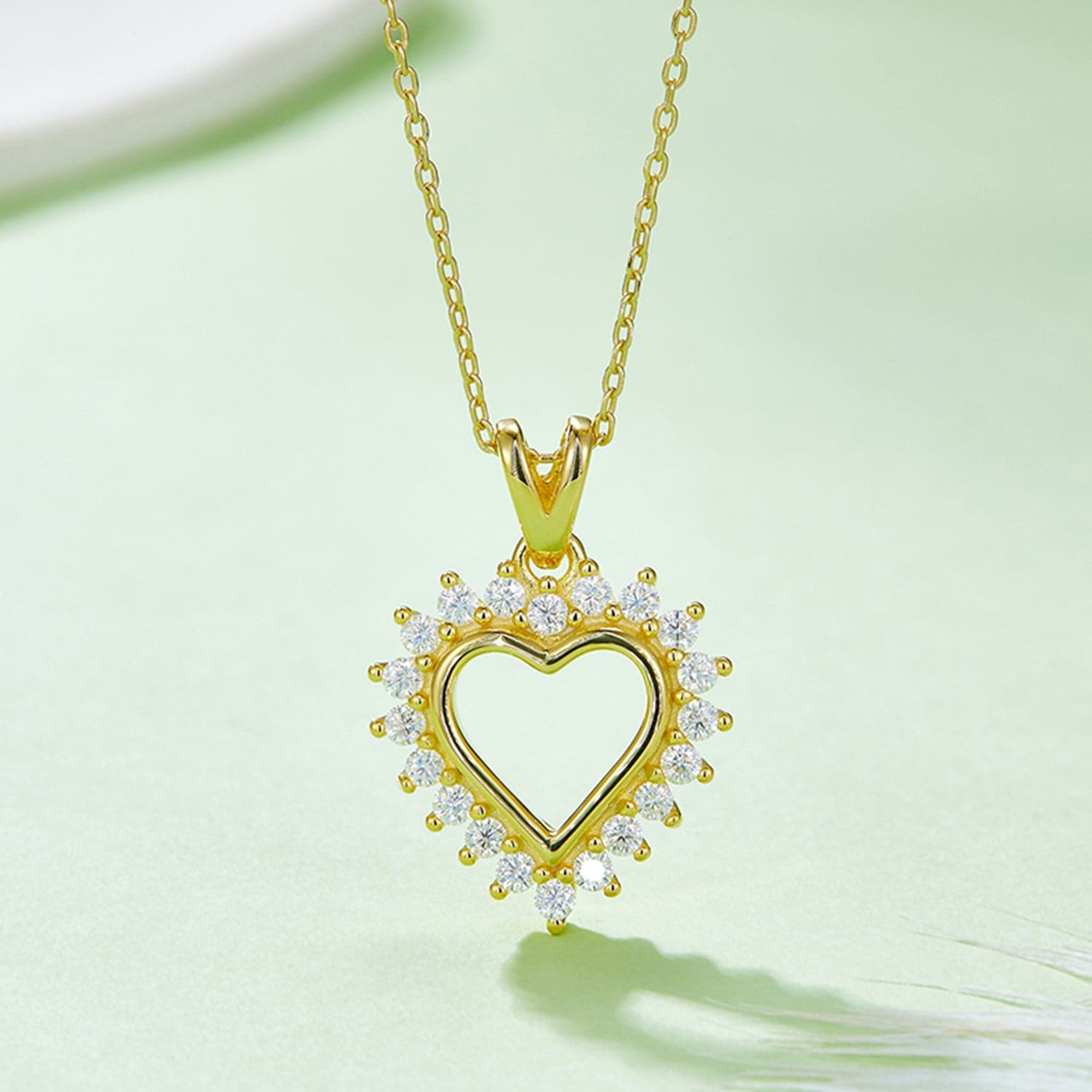 Moissanite 925 Sterling Silver Heart Pendant Necklace.