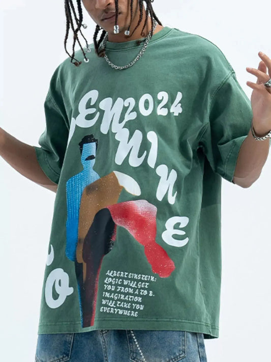 Men's Vintage Graphic Print Oversized T-Shirt Simply Love
