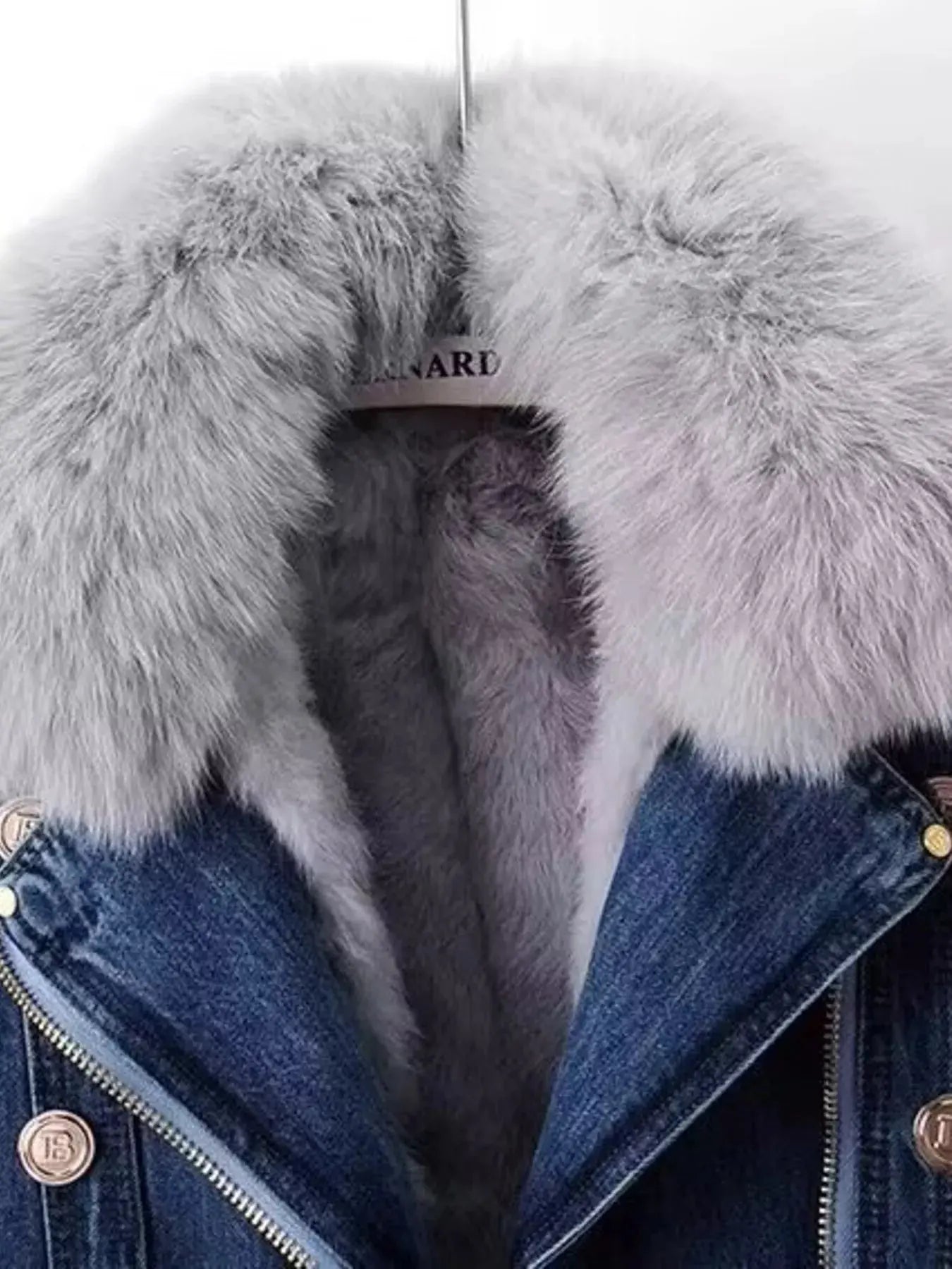 Full Size Faux Fur Collar Denim Jacket Plus Size Simply Love