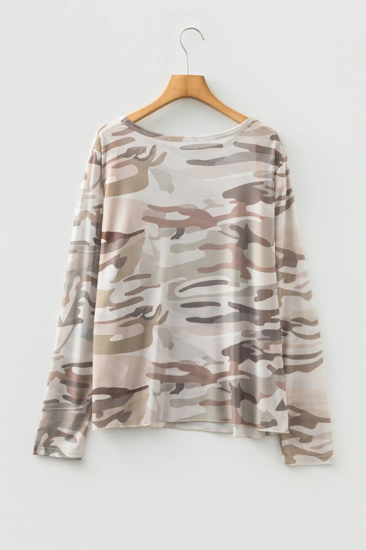 Dear-Lover Green Camo Mesh Top Women's Western Style Long Sleeve Sheer Shirt Dear-Lover Dropshipping
