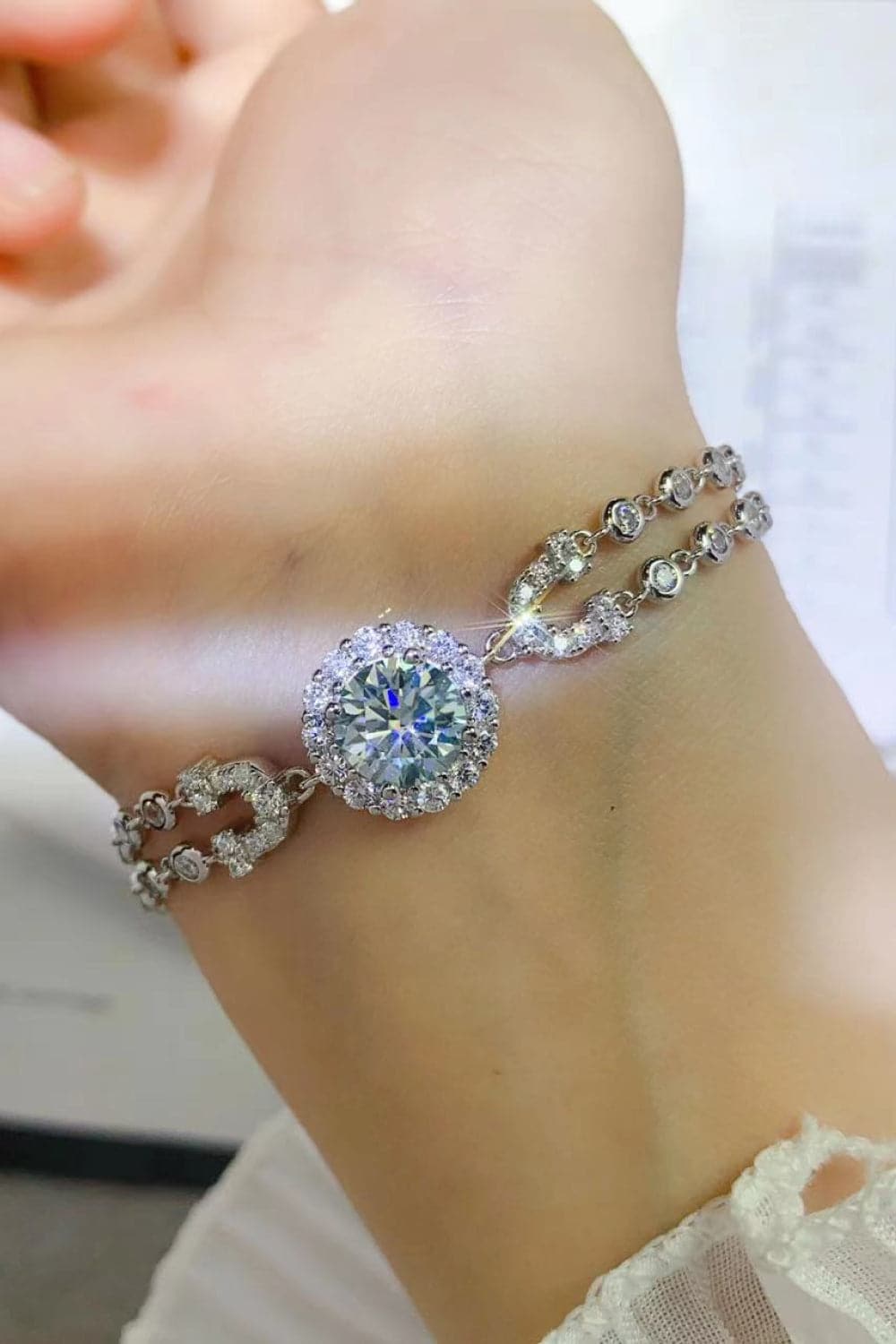 2 Carat Moissanite Double-Layered Bracelet.