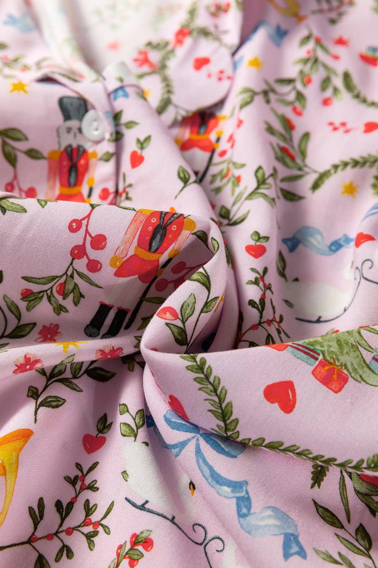 Pink Christmas Nutcracker Pajama Set 2Pc Long Sleeve Shorts Holiday Print Dear-Lover Dropshipping