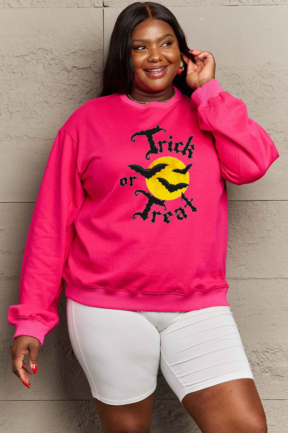 Simply Love Full Size TRICK OR TREAT Graphic Sweatshirt.