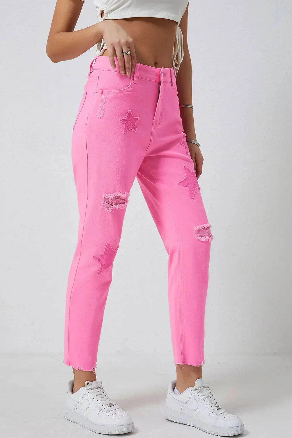 Star Raw Hem Distressed Jeans Coco’s Tee Boutique