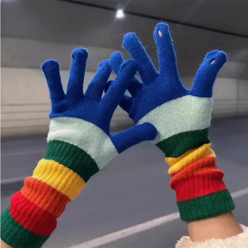 Colorful Striped Knitted Gloves Simply Love