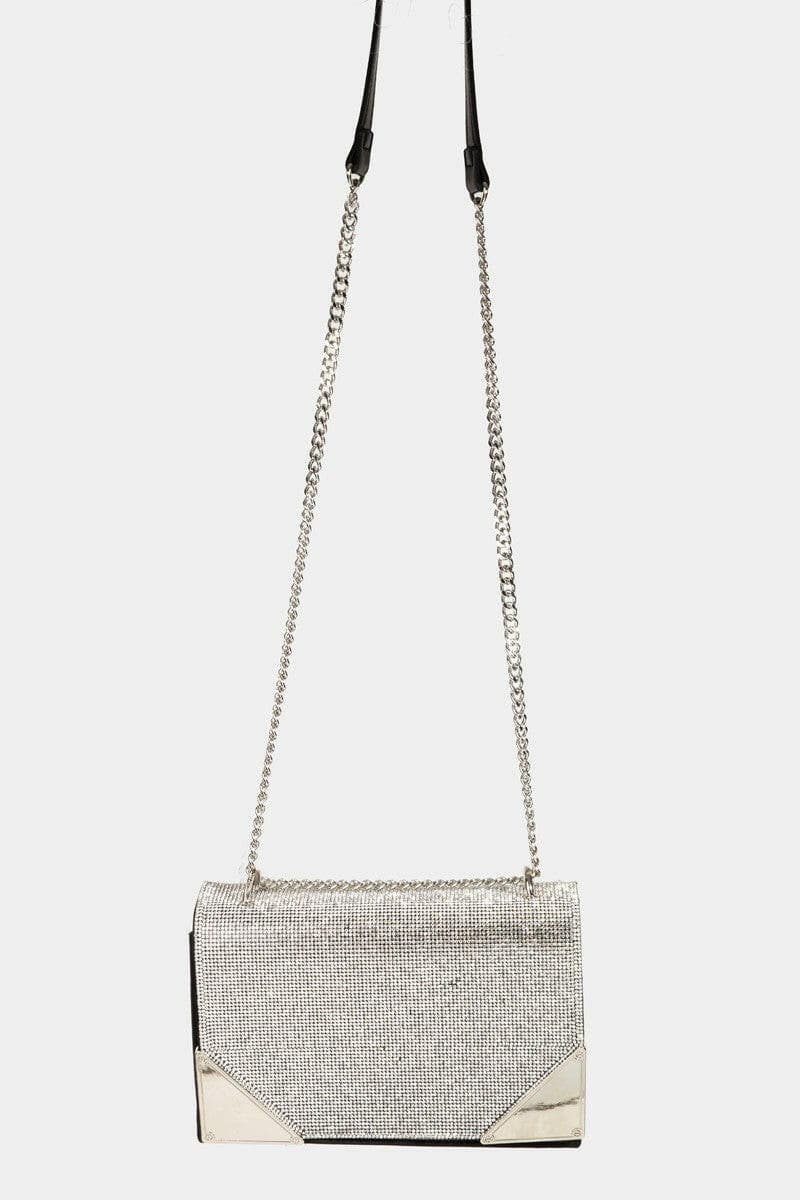 Fame Rhinestone Studded Rectangle Crossbody Bag.