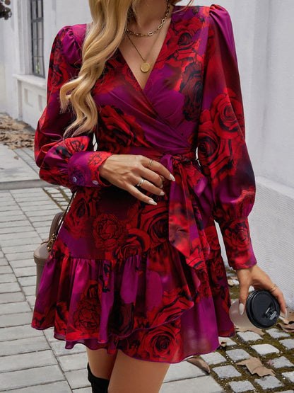 Chic ruffled long sleeve mini dress