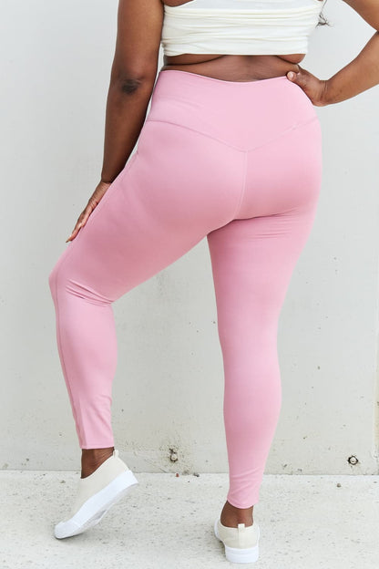 Zenana Fit For You Full Size High Waist Active Leggings in Light Rose.