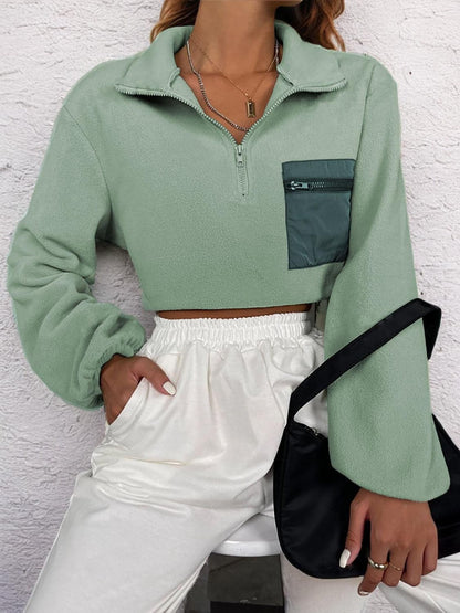 Chic half zip pullover sweatshirt