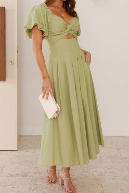 Sweet Serenity Puff Sleeve Midi Dress