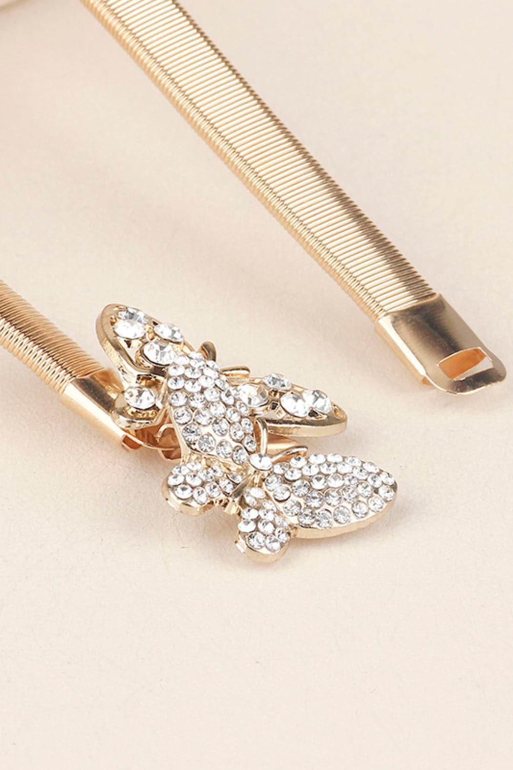 Rhinestone Butterfly Elastic Metal Belt.