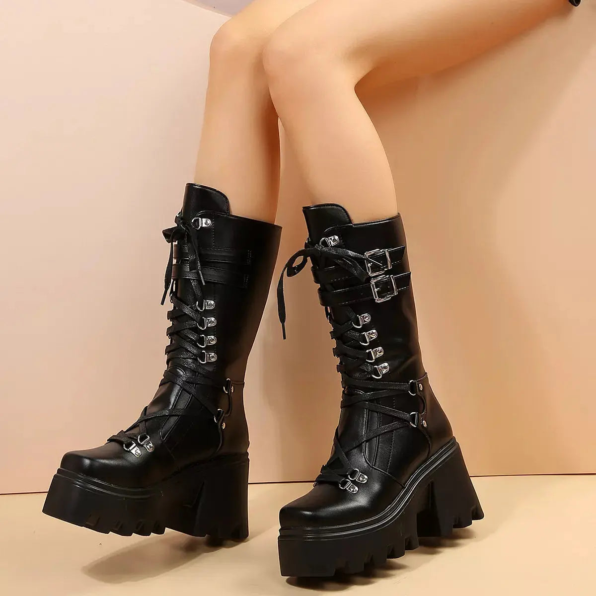 Lace-Up Platform Boots Simply Love