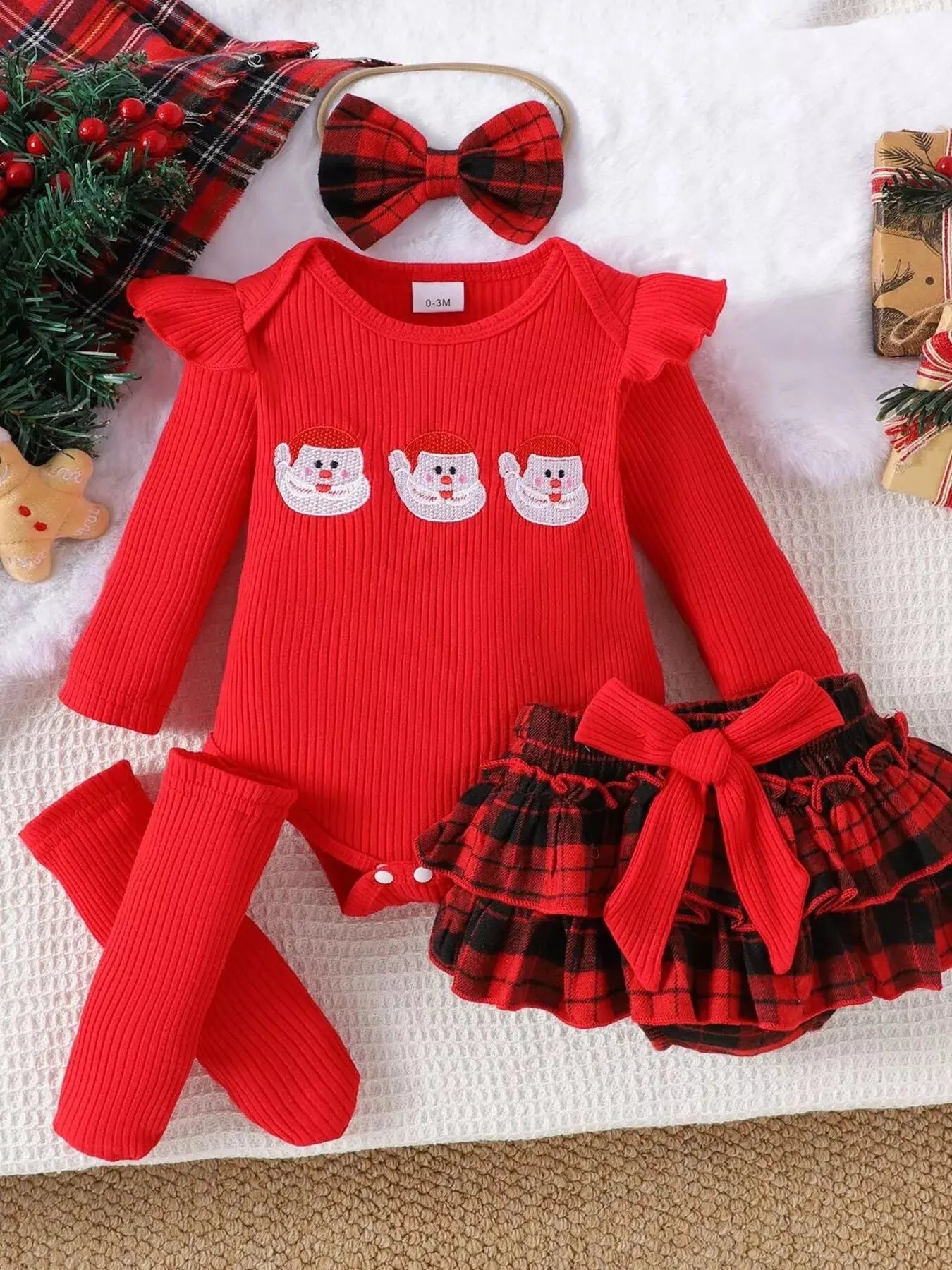 Children's Christmas Ruffle Trim 4-Piece Set Simply Love