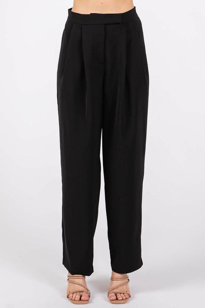 GeeGee High-Waisted Pleated Pants.