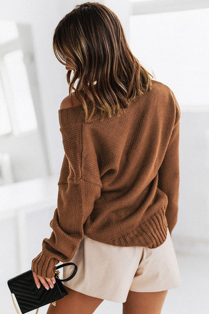 V-Neck Dropped Shoulder Sweater.